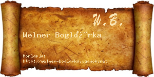 Welner Boglárka névjegykártya